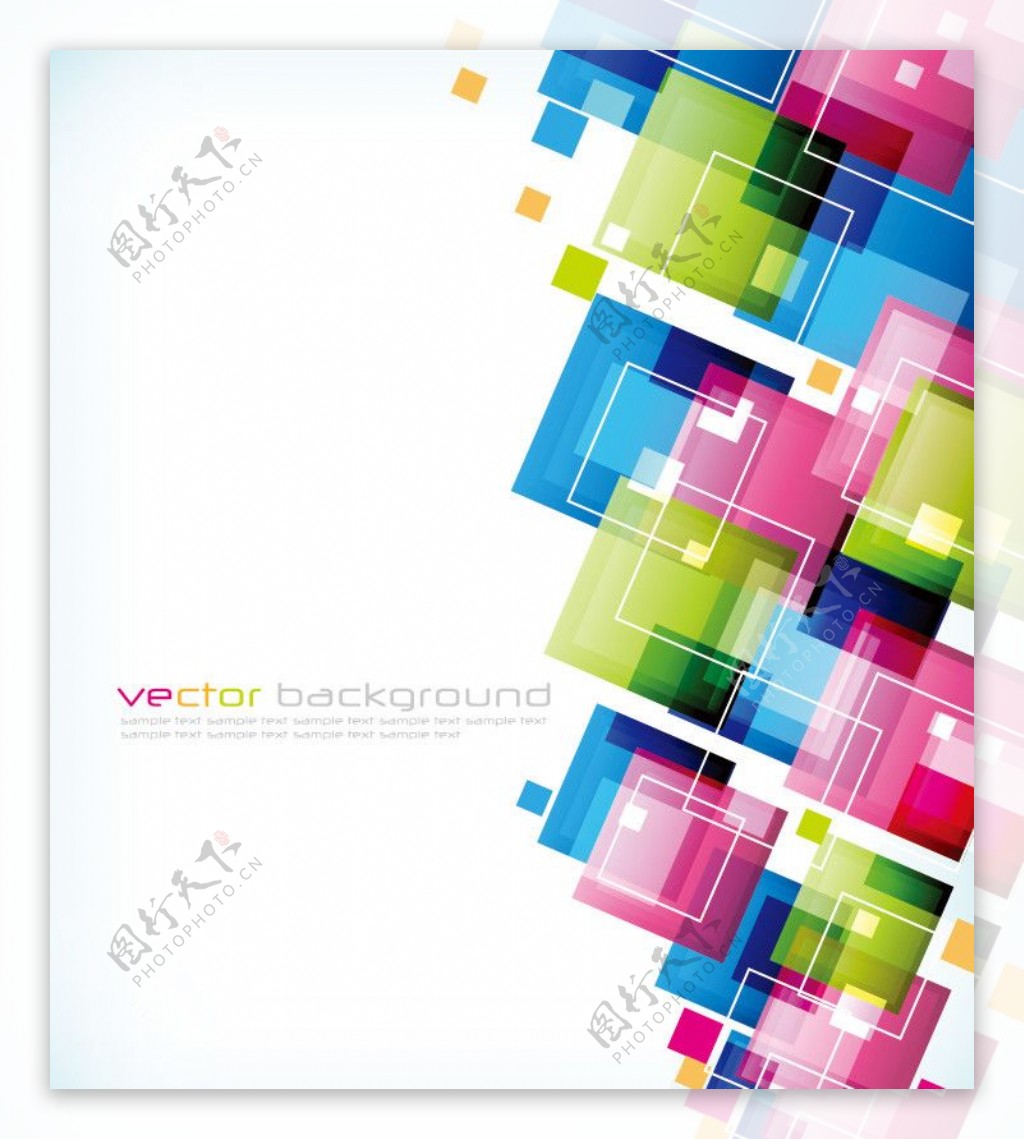 动感彩色方形商务科技背景图片