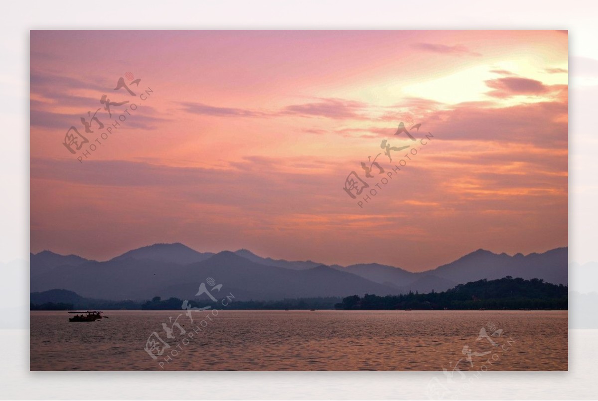湖南西湖的夕阳图片