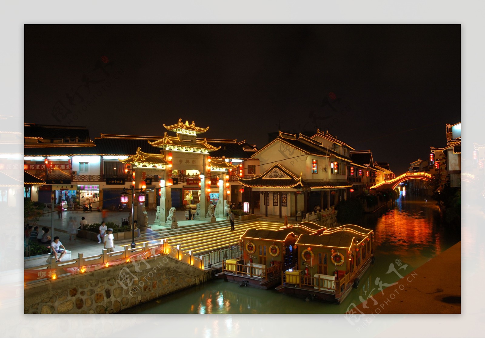 古运河南禅寺段夜景图片