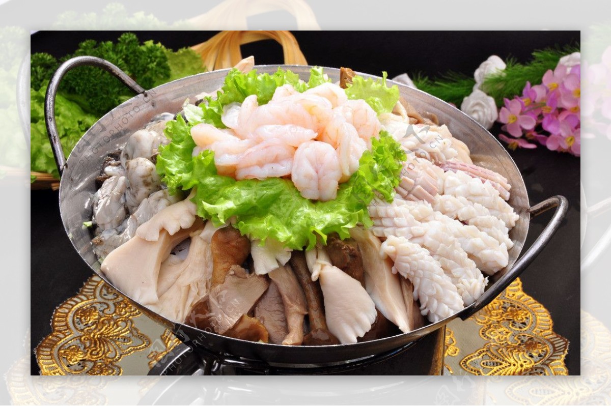 海鲜杂蘑锅图片