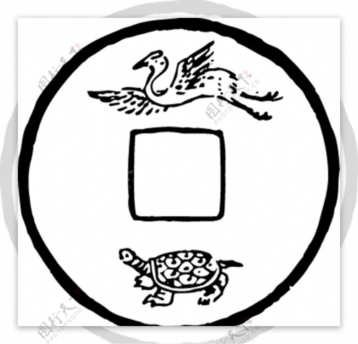 龟鹤龟鹤齐寿线描图片