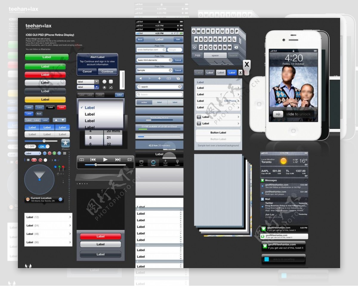 手机系统素材界面iOS5GUIiPhone4Spsd图片