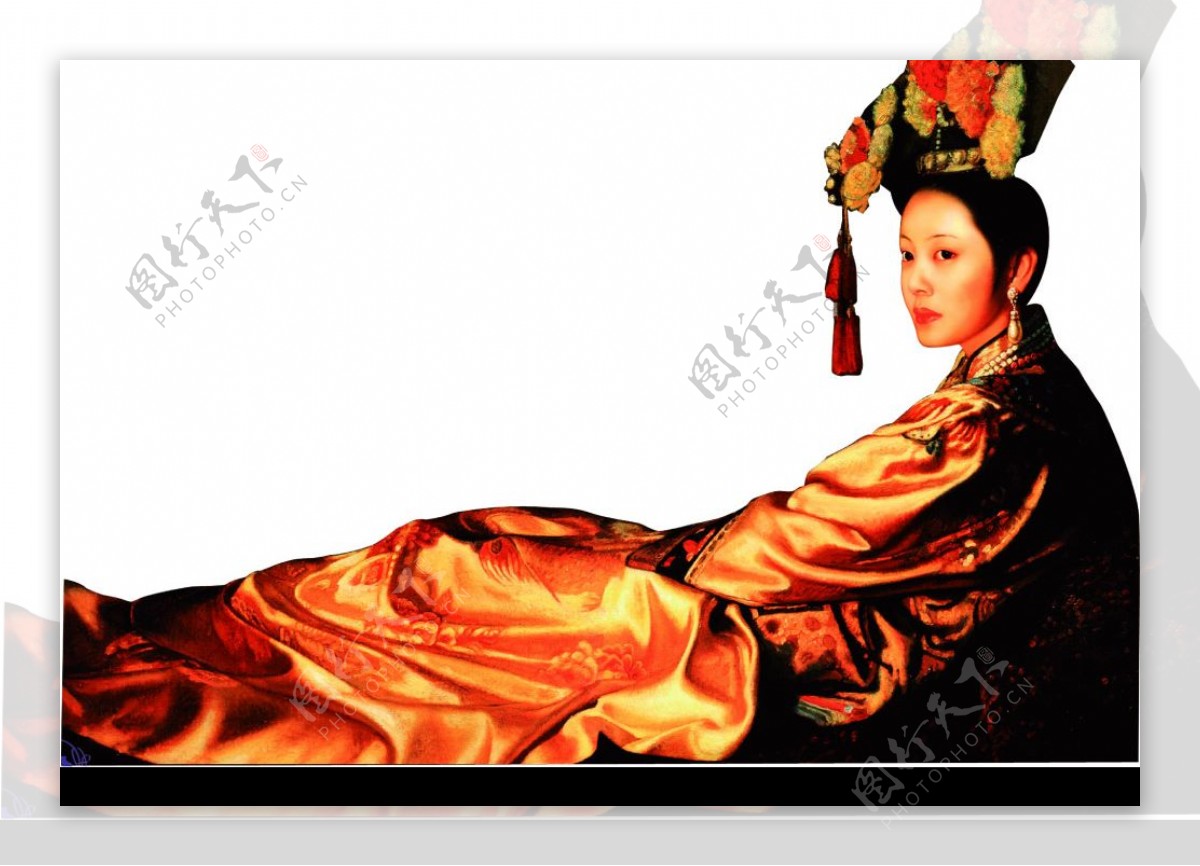 中国清朝油画美女图片