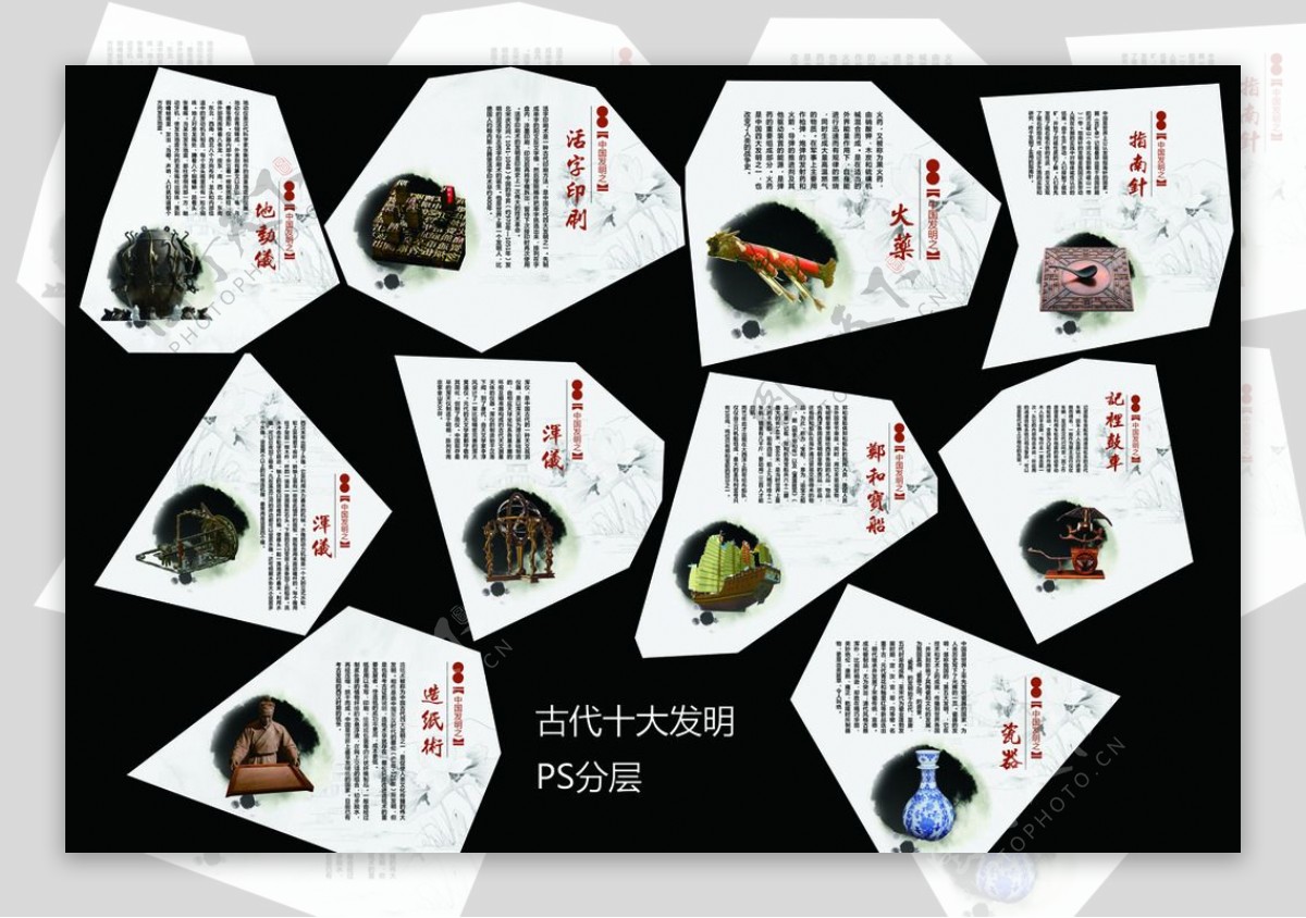 中国古代四大发明展板图片