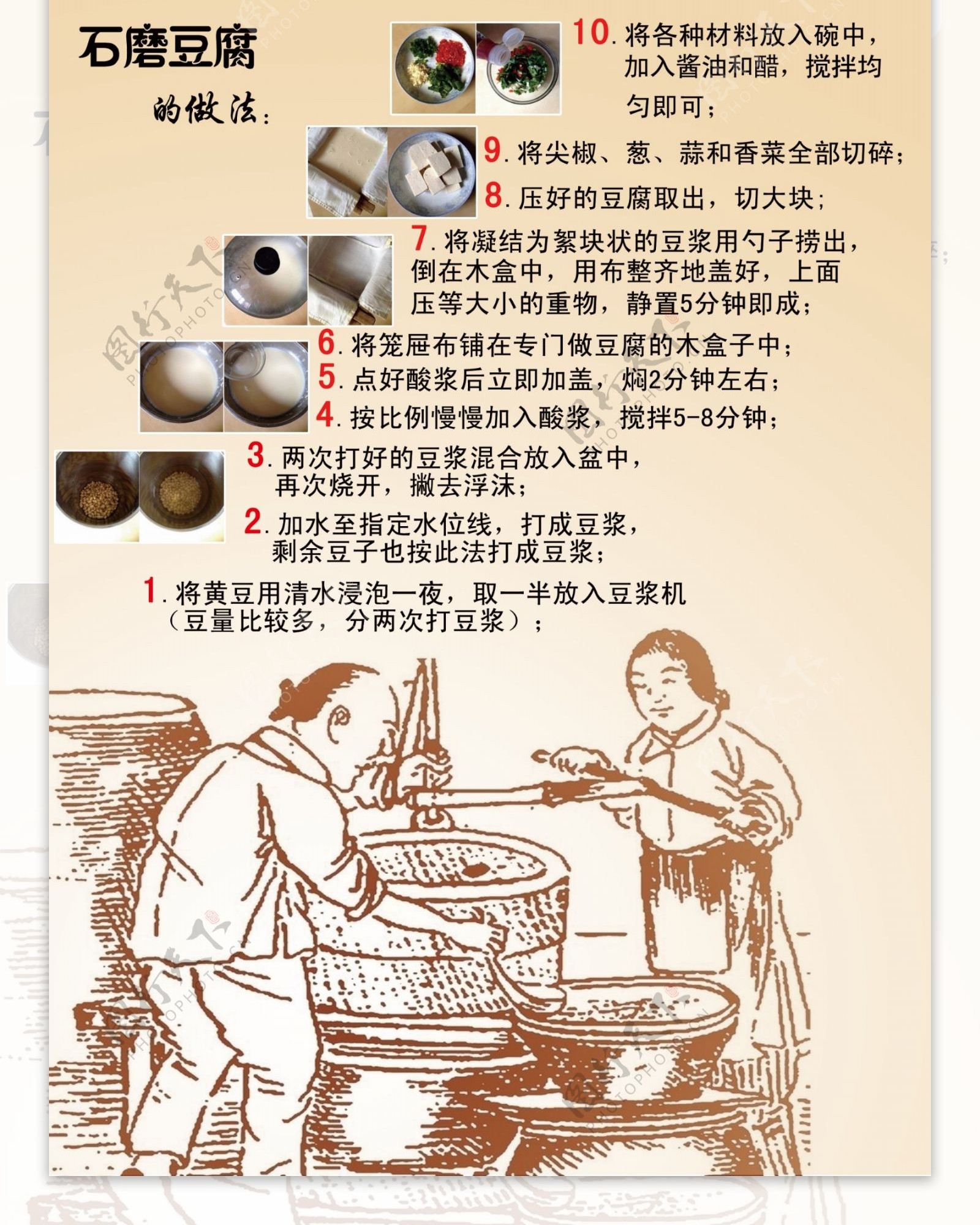 石磨豆腐X展架图片