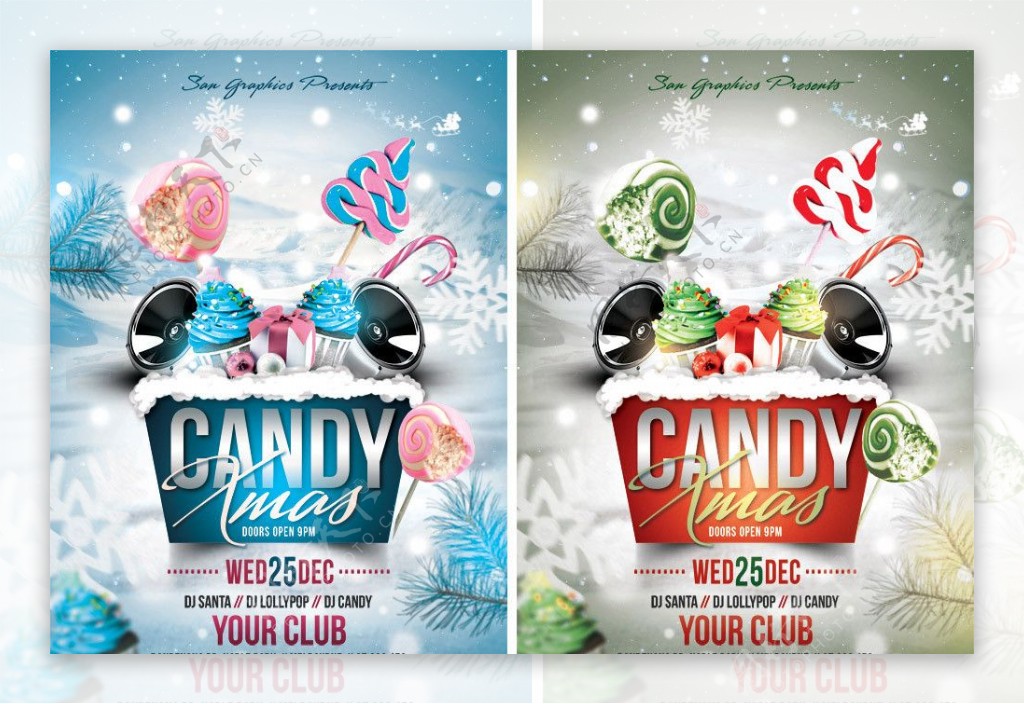 糖果圣诞海报图片