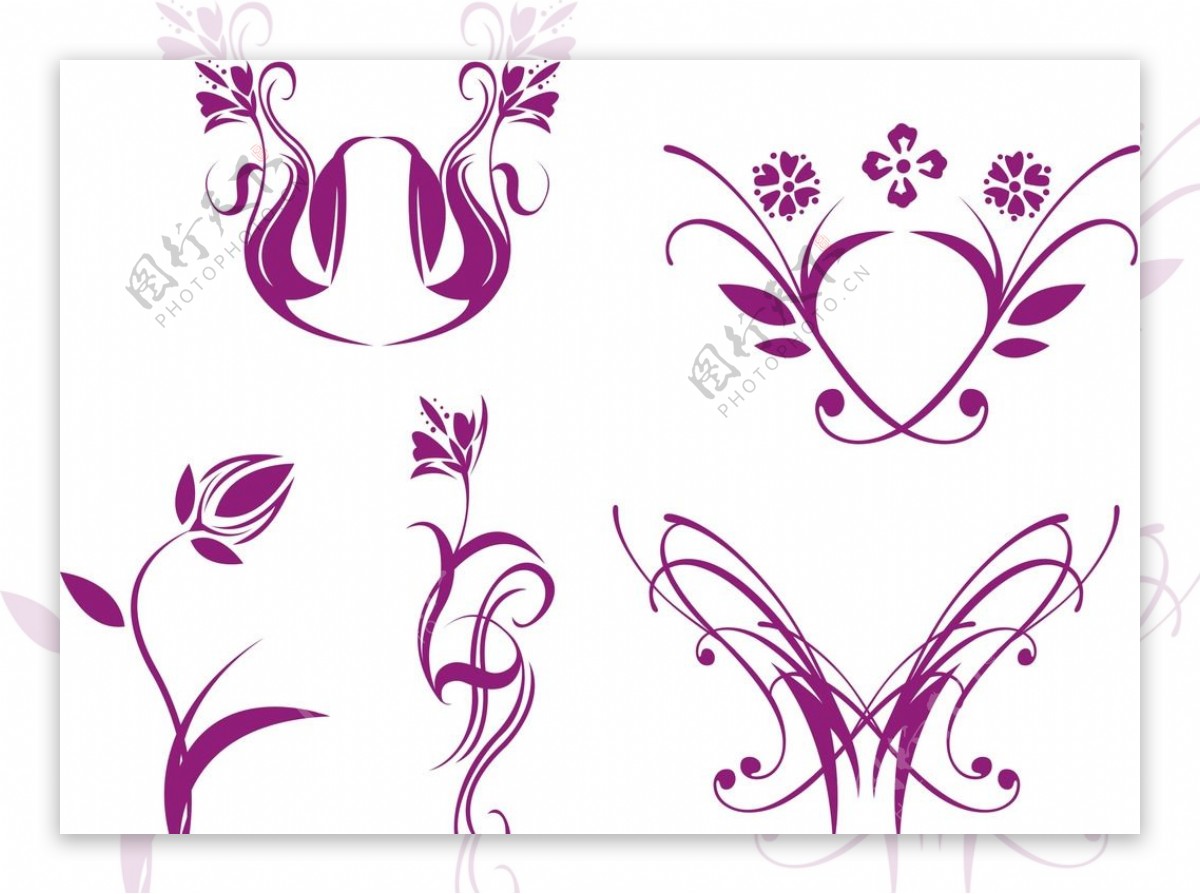 紫色精美花纹素材图片