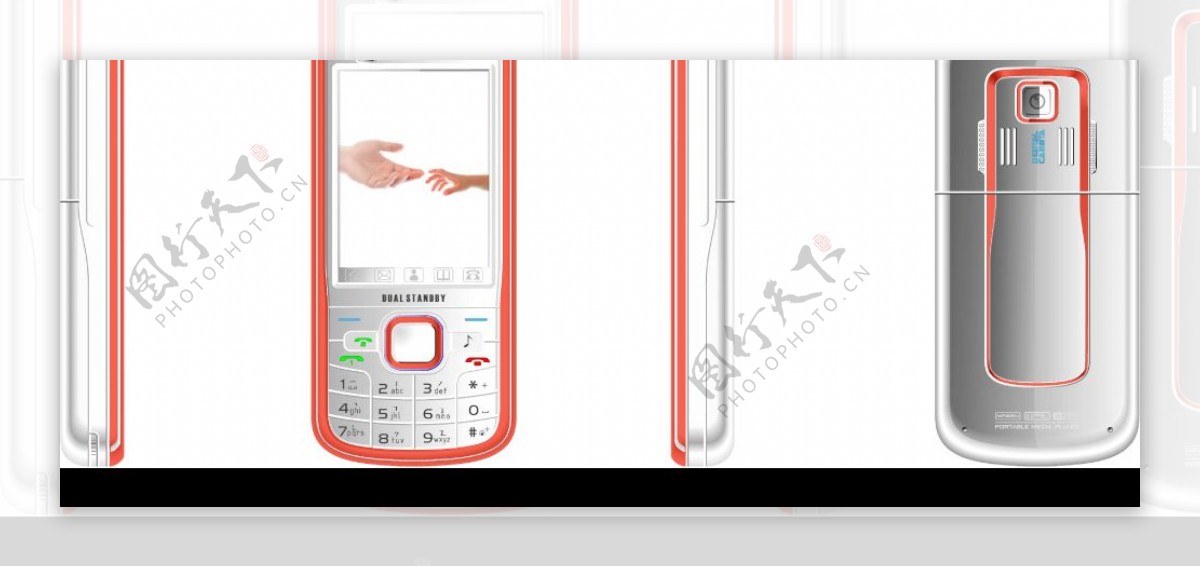 手机ID图模版白色红边图片