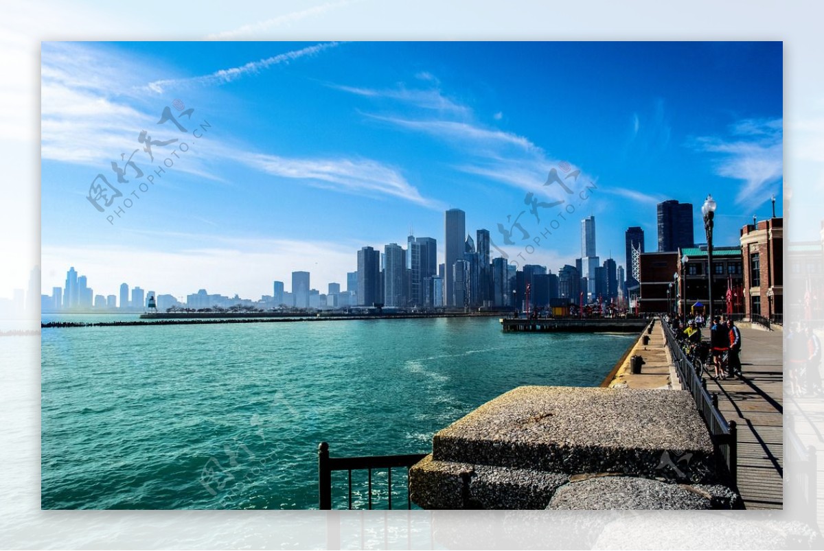 芝加哥密歇根湖湖畔图片
