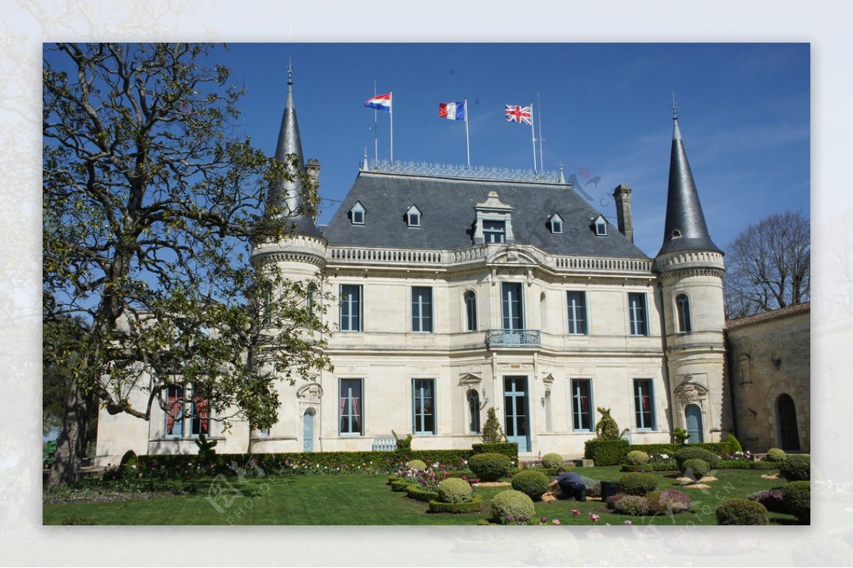 法国城堡葡萄草坪图片