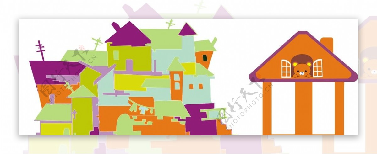 房屋外观彩色房子卡通房子图片