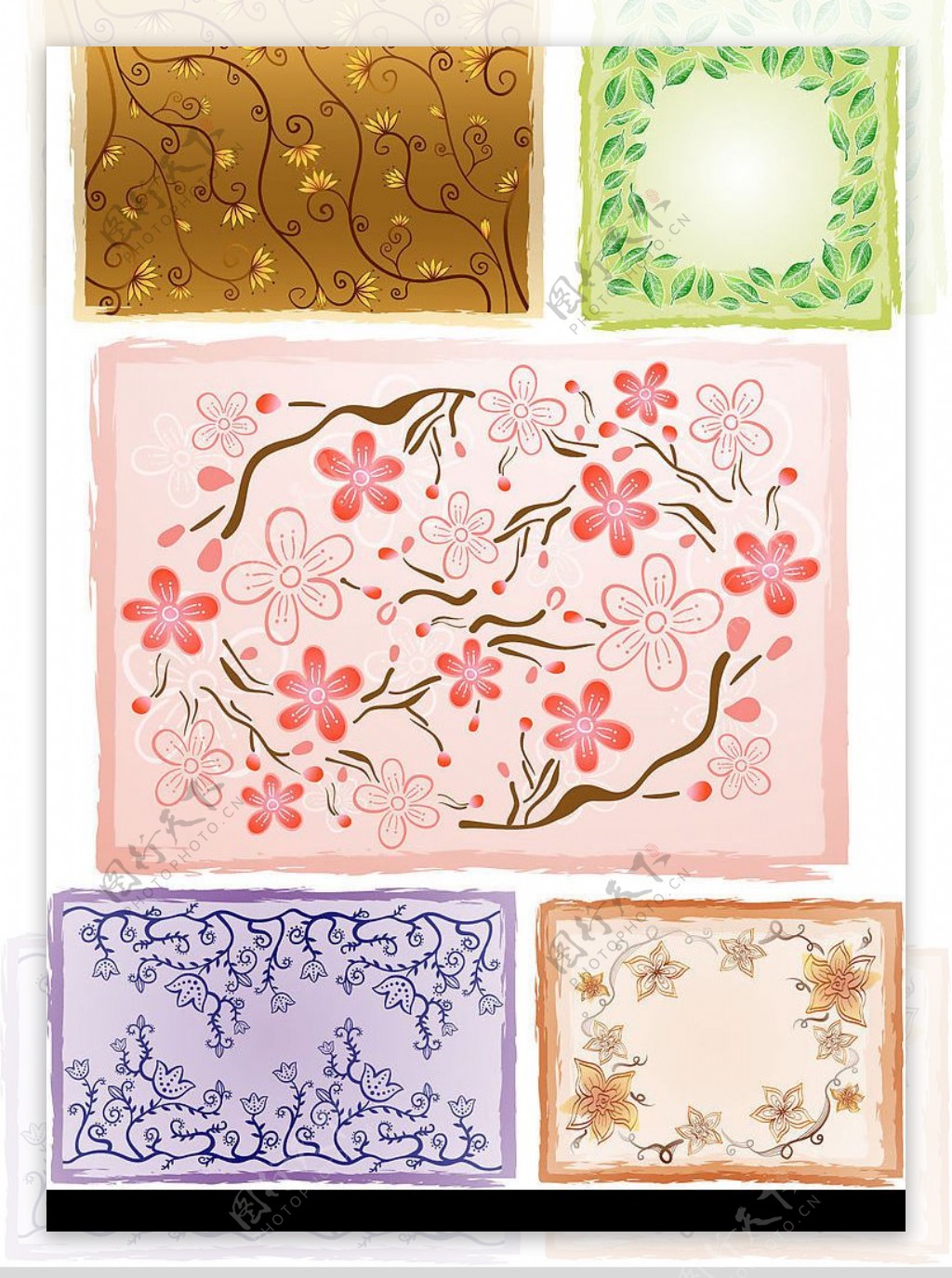 韩国清雅美丽好用的花纹矢量底纹贺卡图案图片