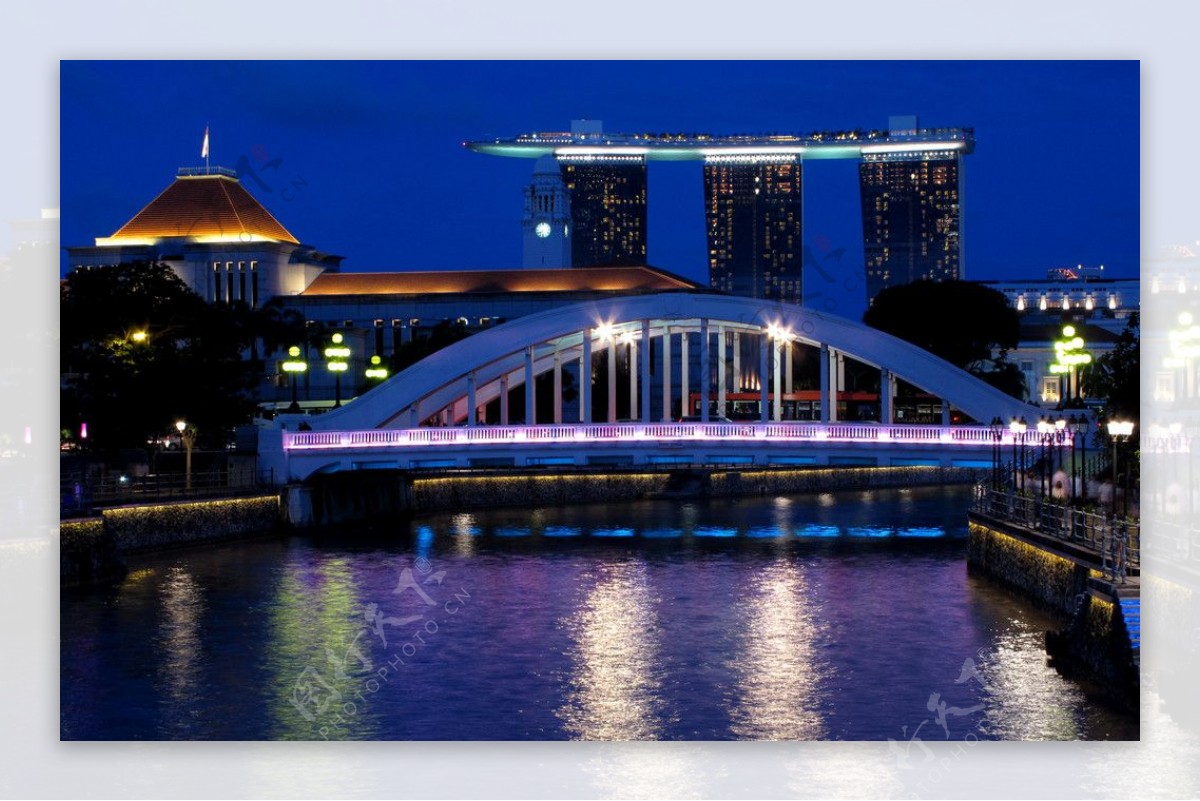 新加坡金沙酒店埃尔金桥夜景图片