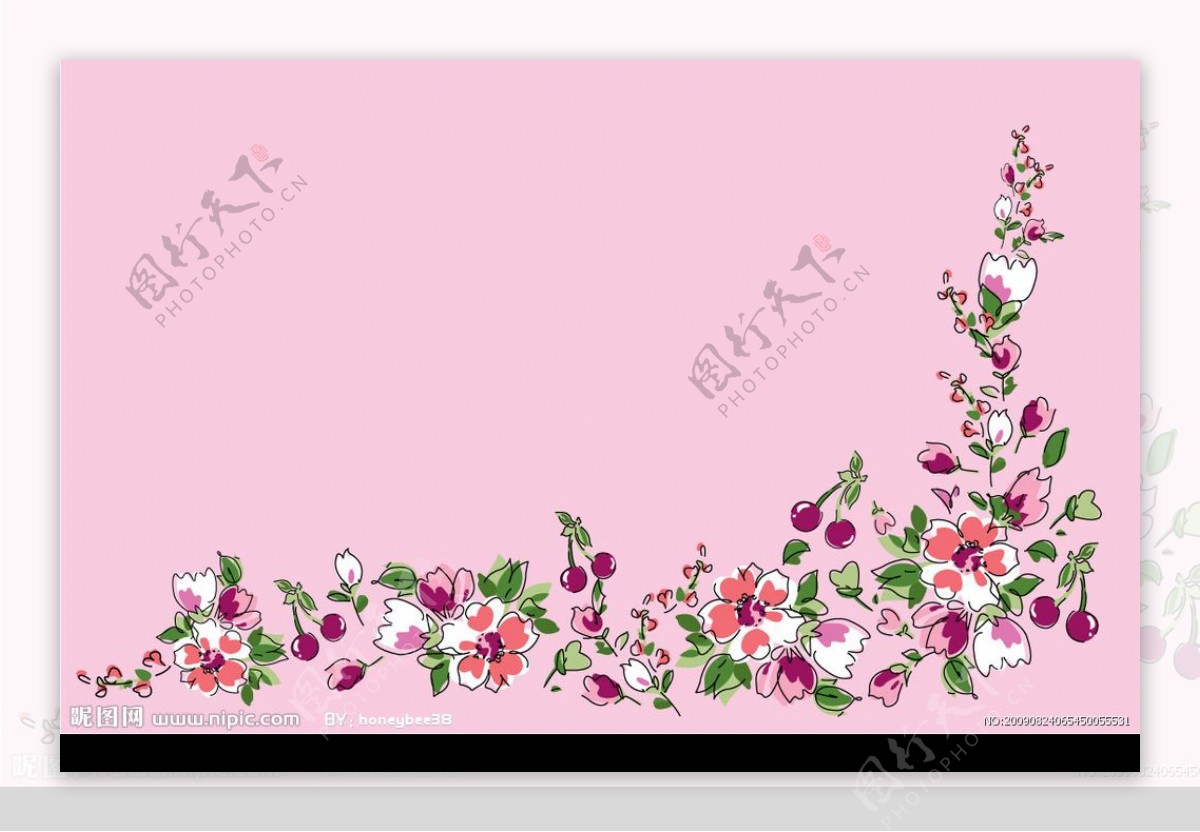 櫻桃花卉花紋边框图片