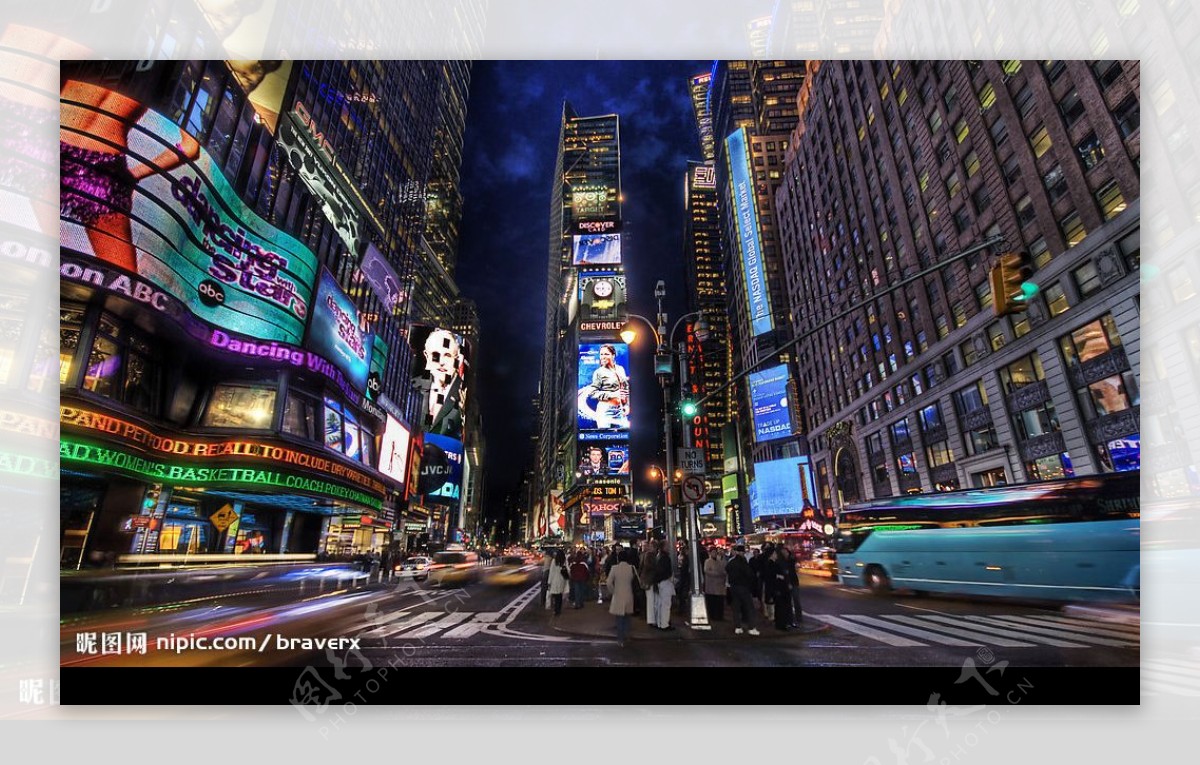 城市繁华夜景纽约图片