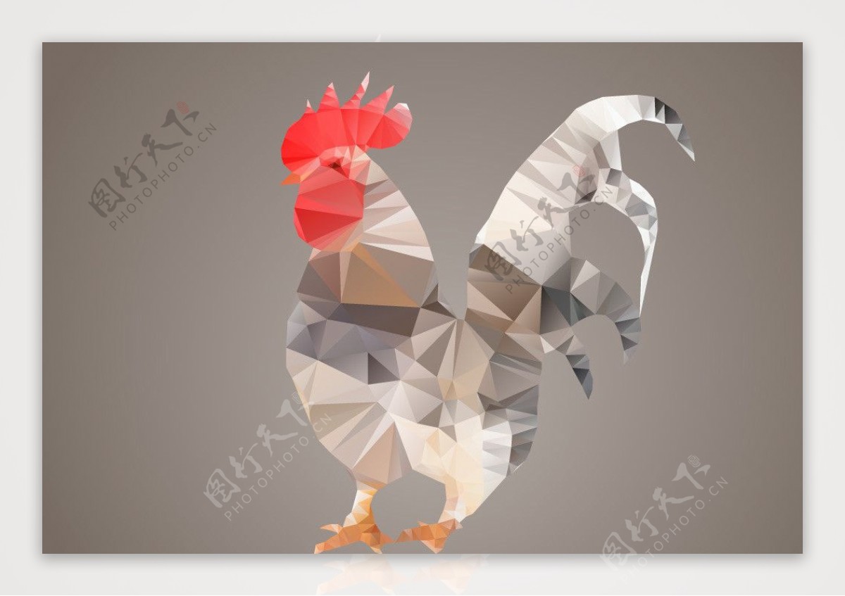 马赛克折纸公鸡矢量图片