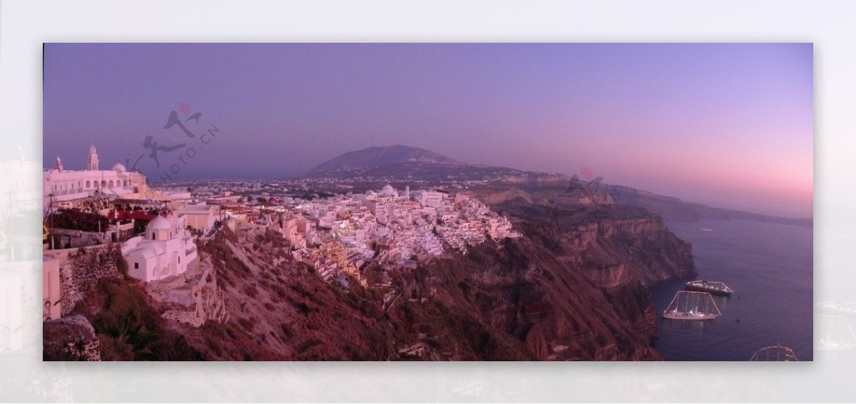 希腊圣托里尼岛暮色美景图片