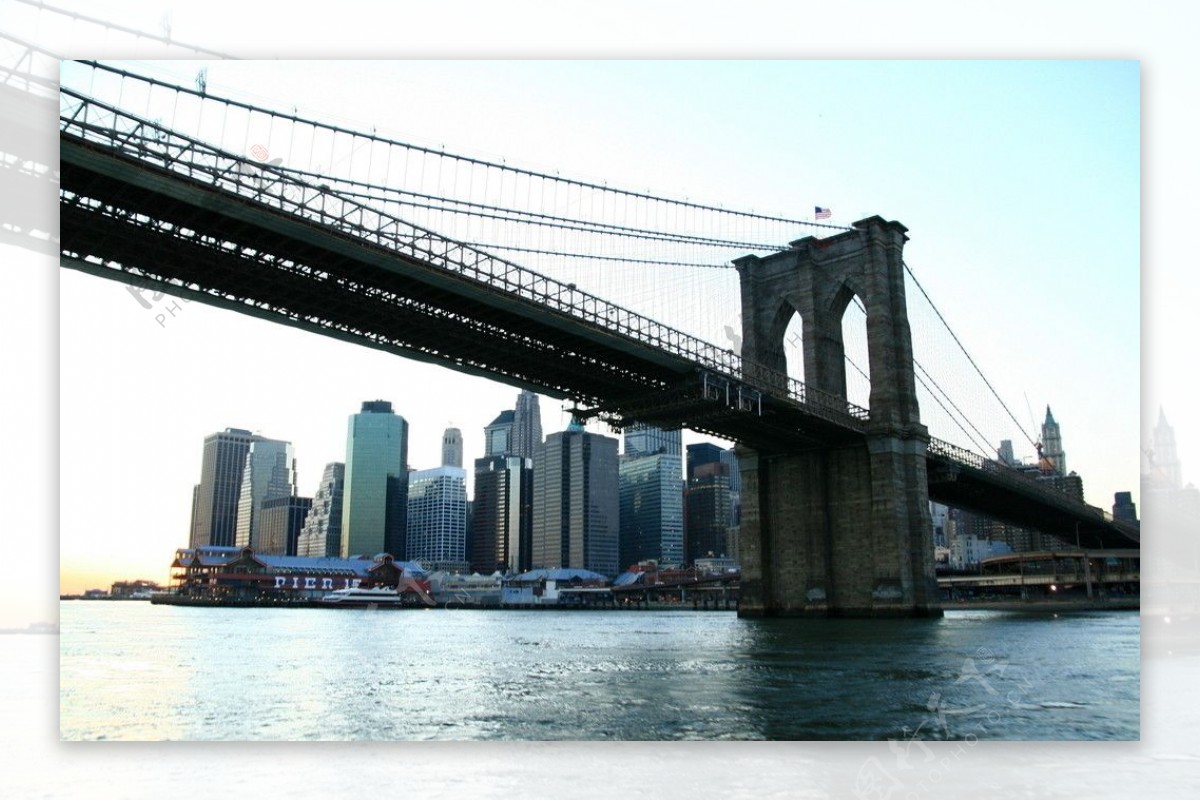 纽约哈德逊河布鲁克林大桥图片