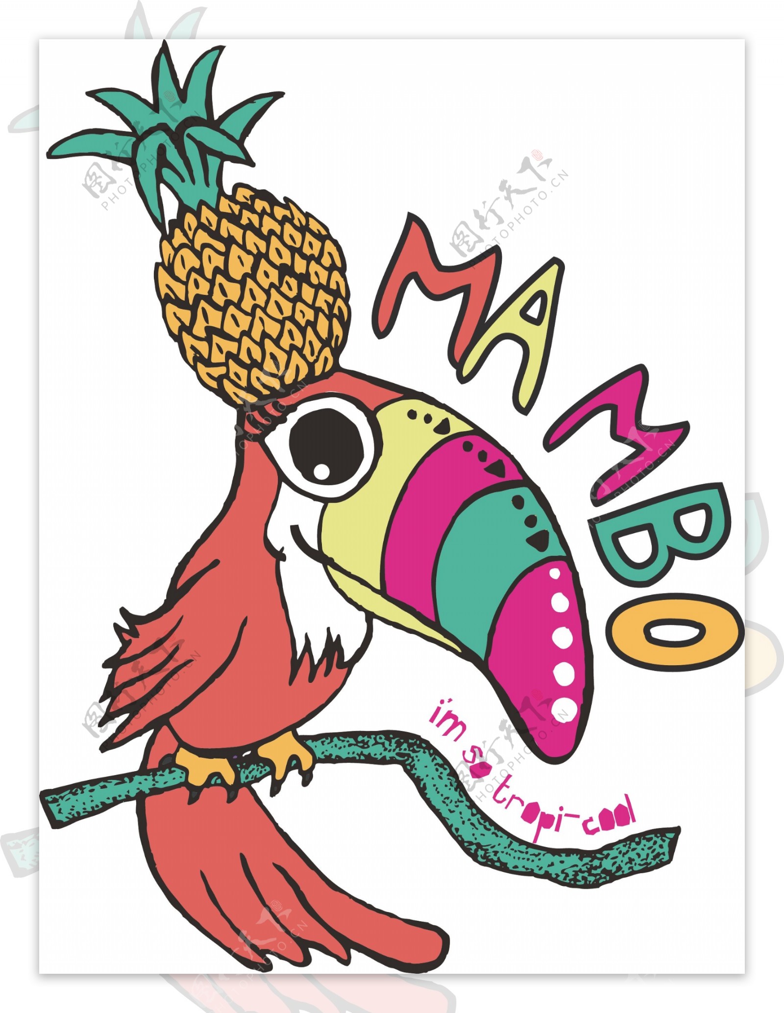 啄木鸟头顶菠萝图片