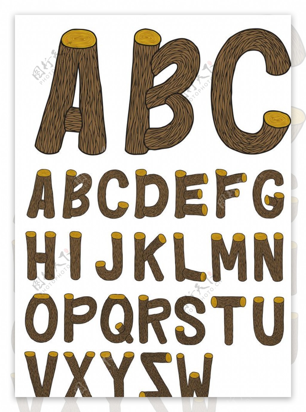 木制字母矢量图素材图片