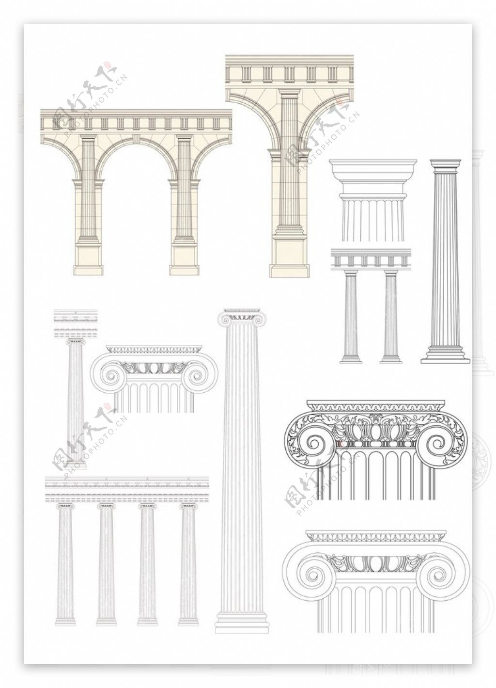 欧式罗马柱素材图片
