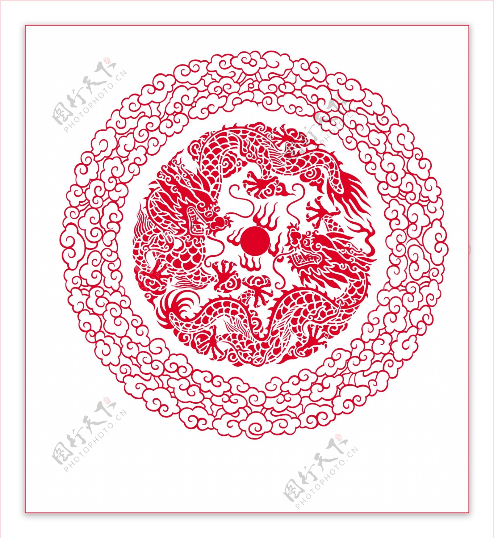 中国古典图案矢量素材环形如意龙纹图片