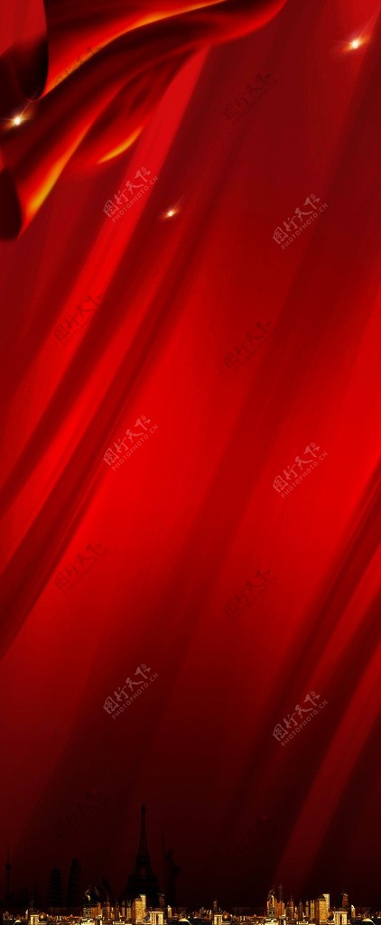 红色展架丝绸图片