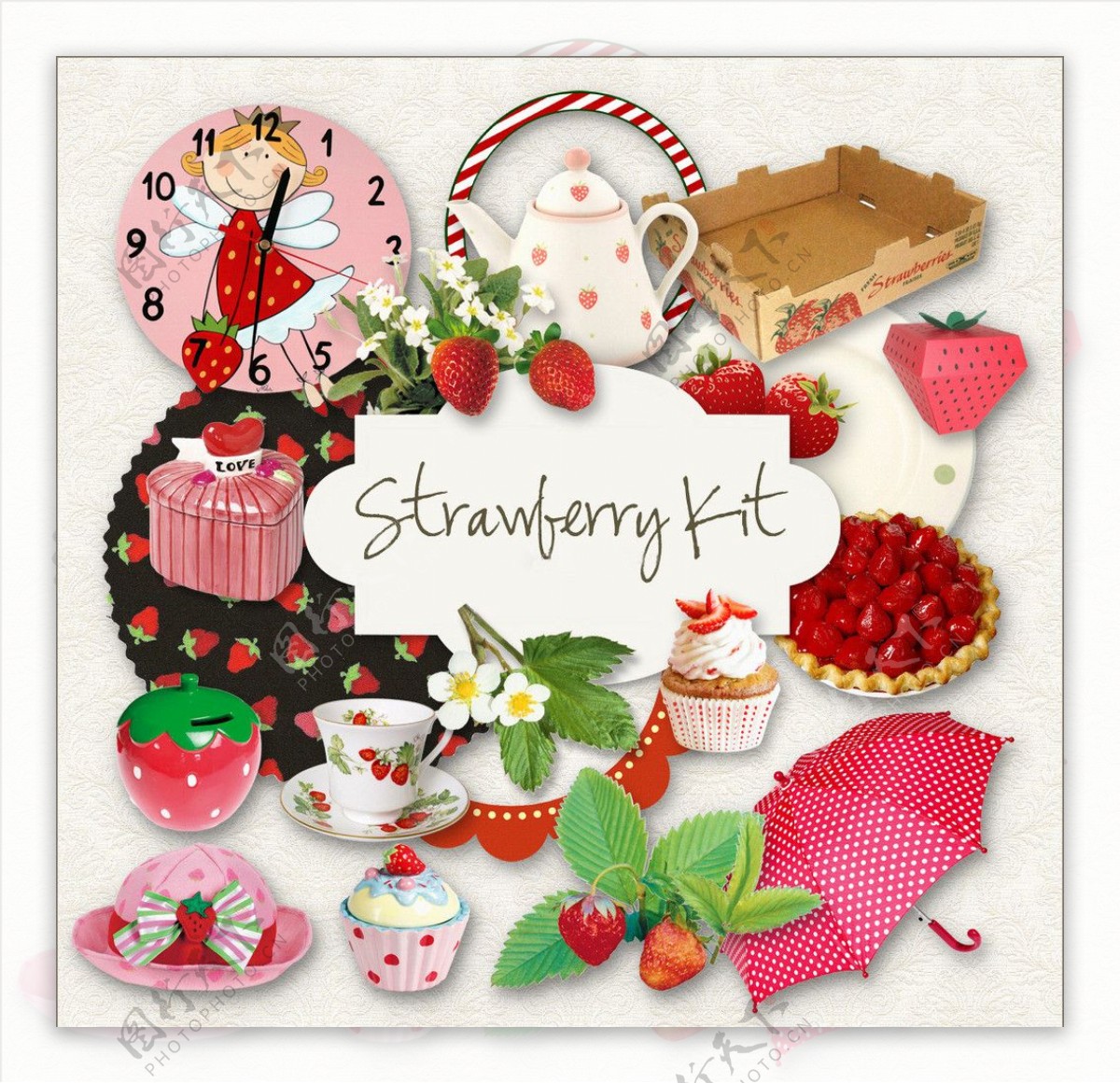 草莓茶杯生活用品图片