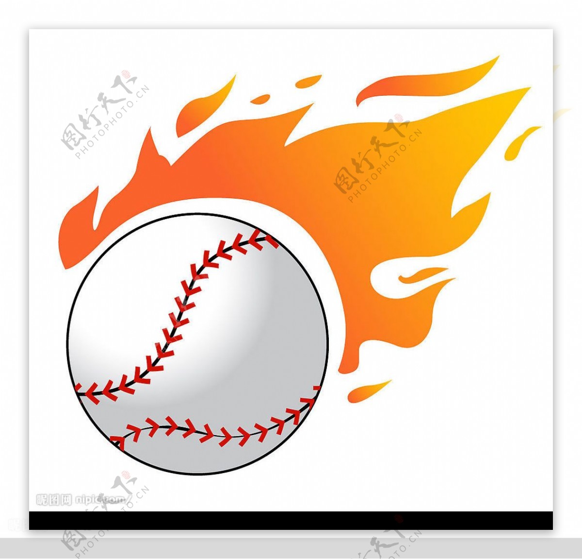 火焰棒球矢量素材图片