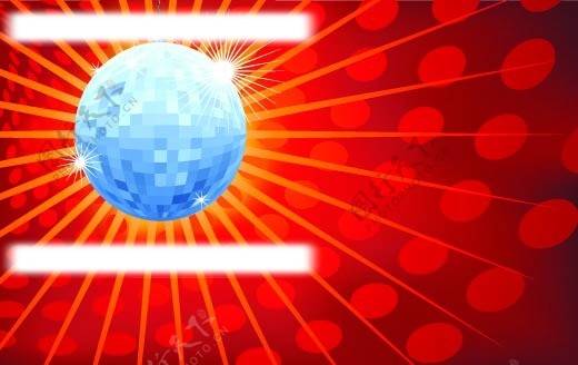 的士高水晶球与放射光芒背景矢量素材图片