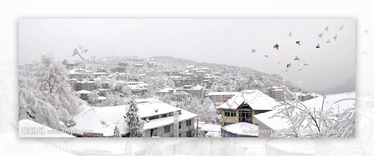 庐山雪景全景图图片