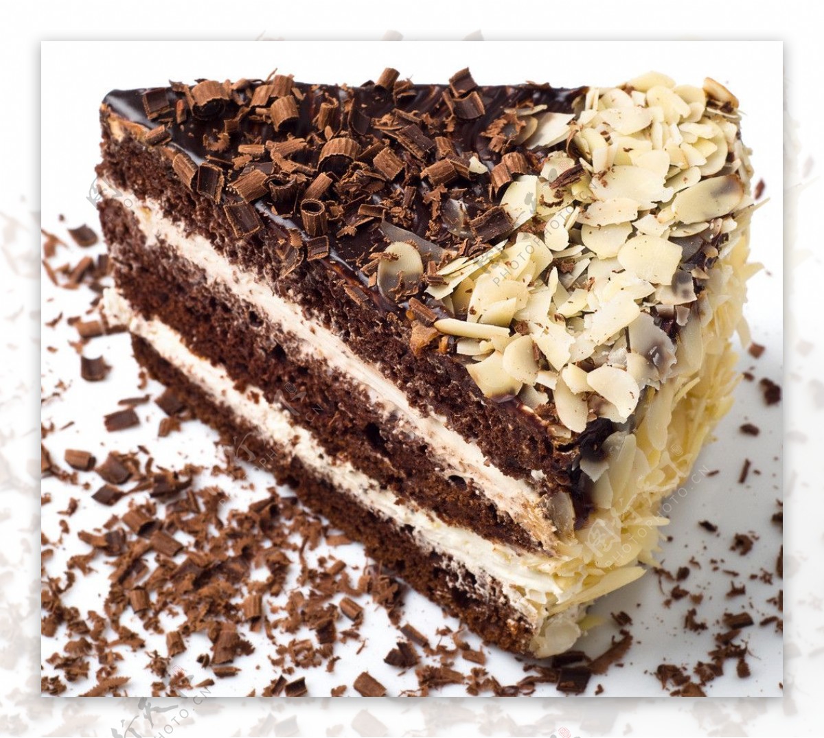 巧克力奶油夹层蛋糕切块图片