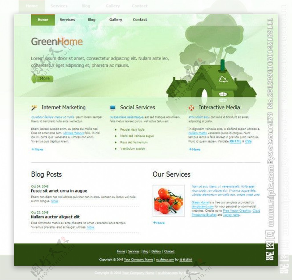 绿色家园CSS网页模板图片