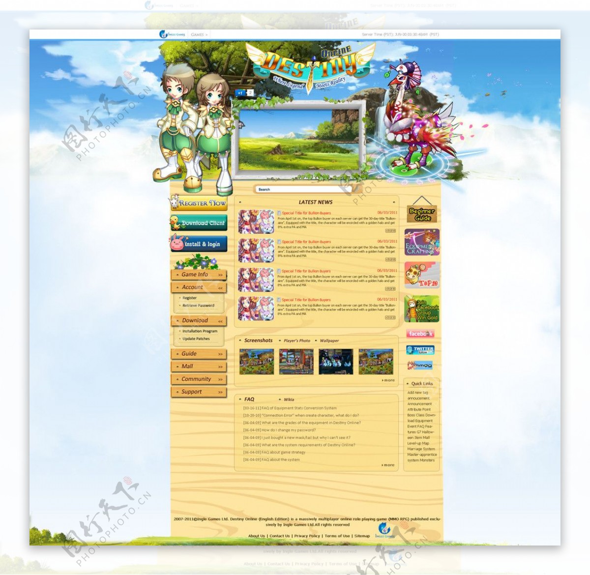游戏官网页面模板图片
