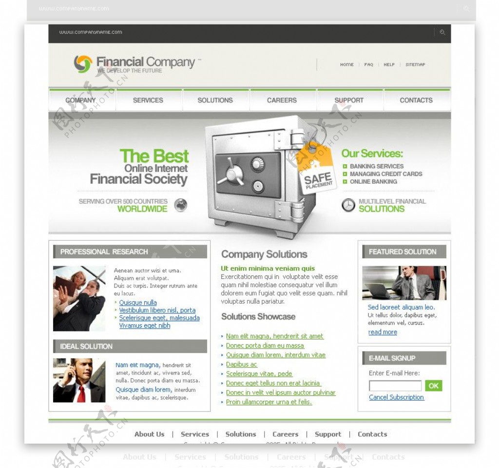 金融公司网页设计模板图片