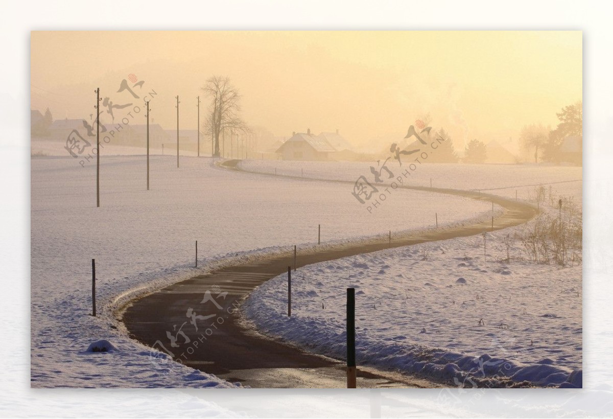 冬季乡村小路图片