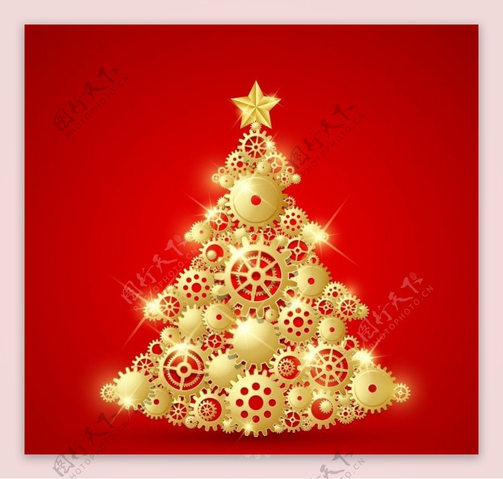 创意齿轮圣诞树图片