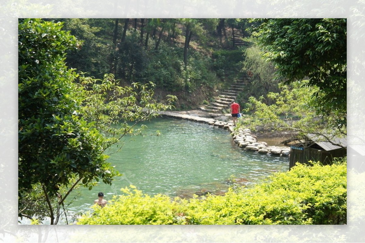 绿树青山湖水图片