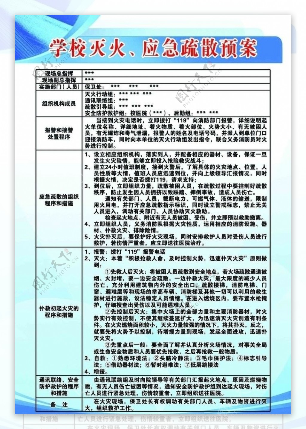 学校灭火应急疏散预案图片