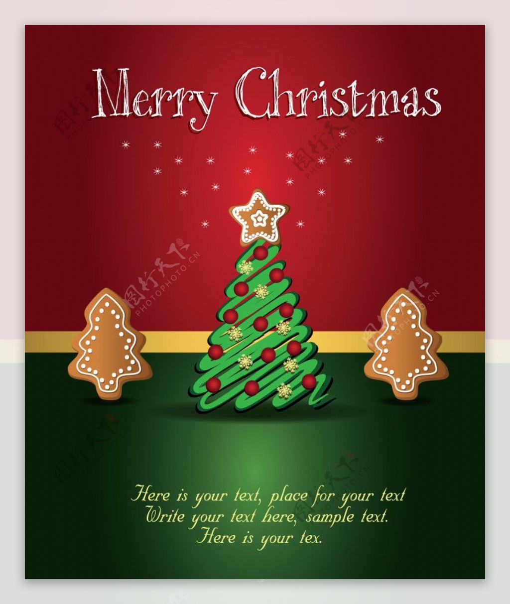 圣诞糕点圣诞树星星卡片图片
