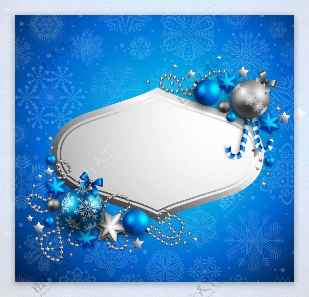 蓝色雪花圣诞背景边框图片