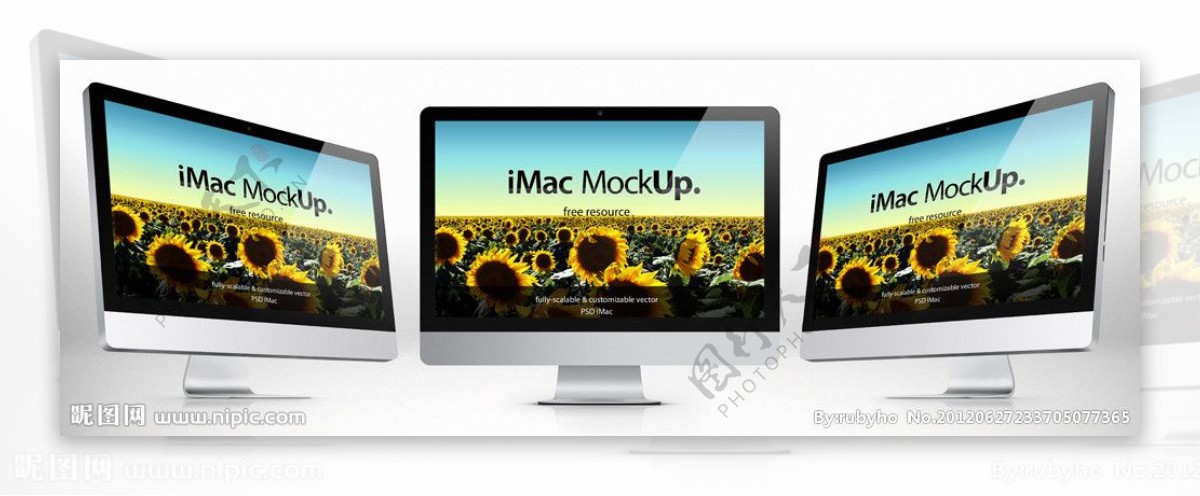 三视图苹果白色显示器高清分层图片