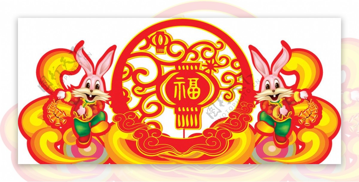 兔年节日吊牌图片