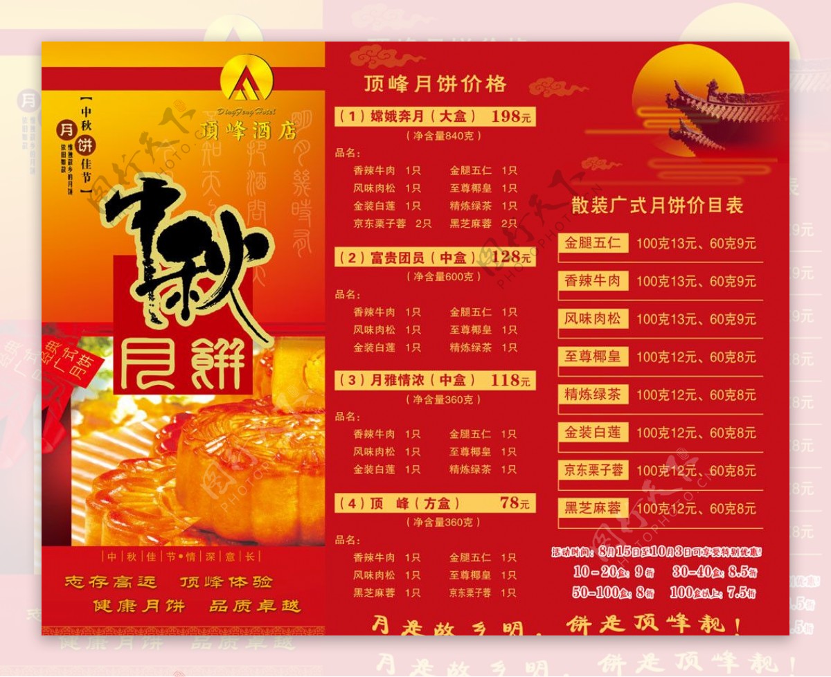 中秋节月饼价格表图片