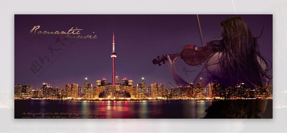 房地产广告美女小提琴图片