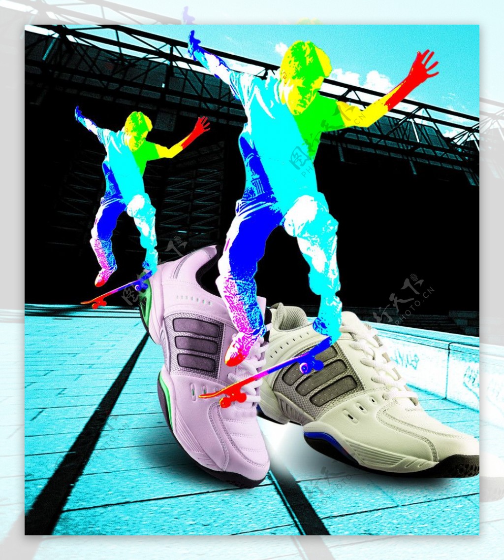 鞋海报街头跑鞋滑板图片