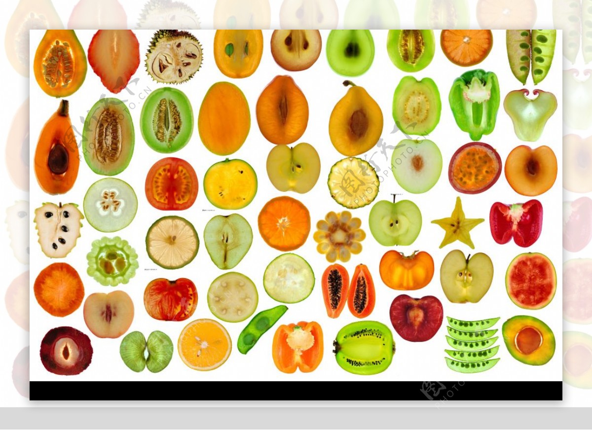 水果配景PSD剖面图图片