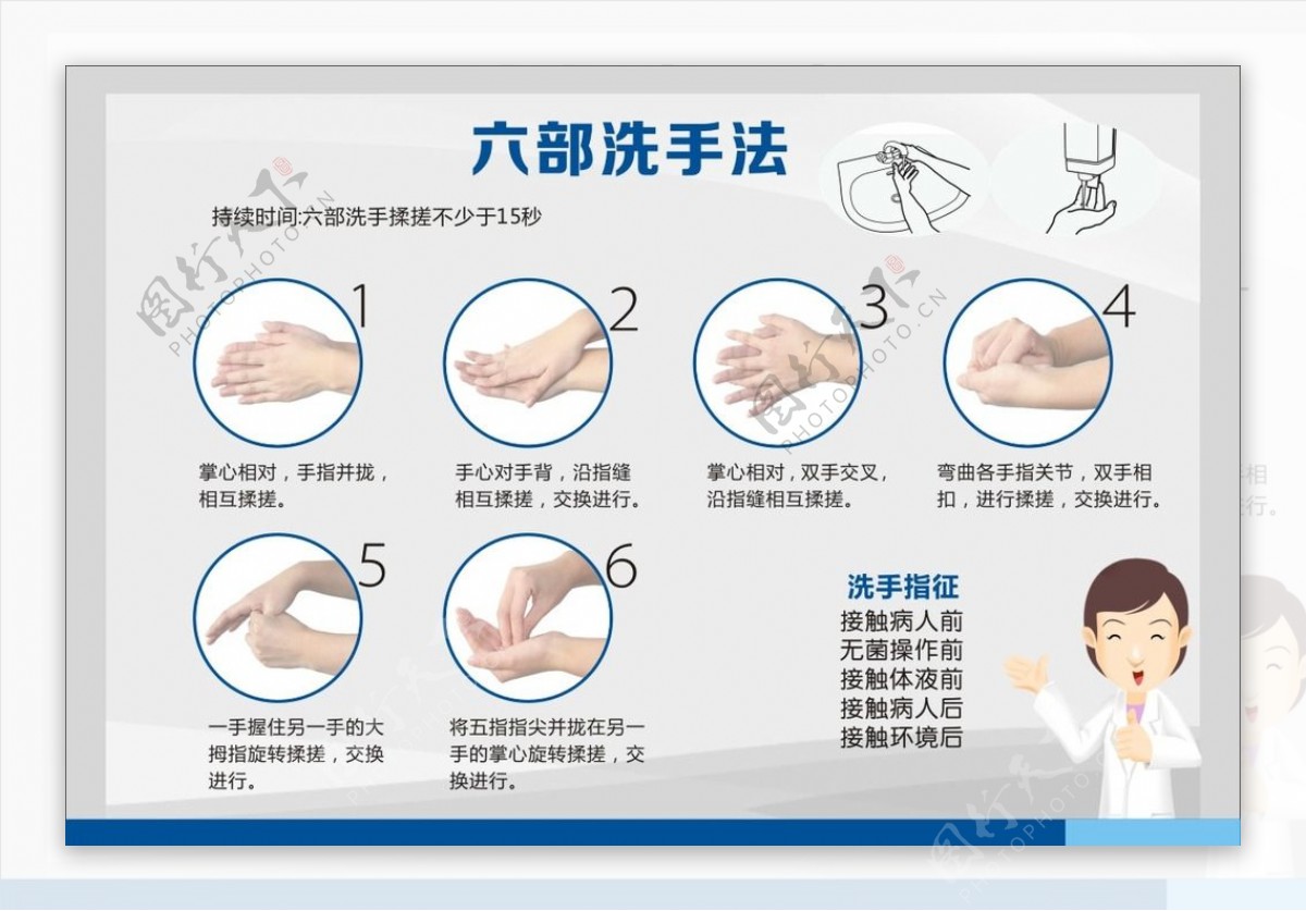 六步洗手图图片