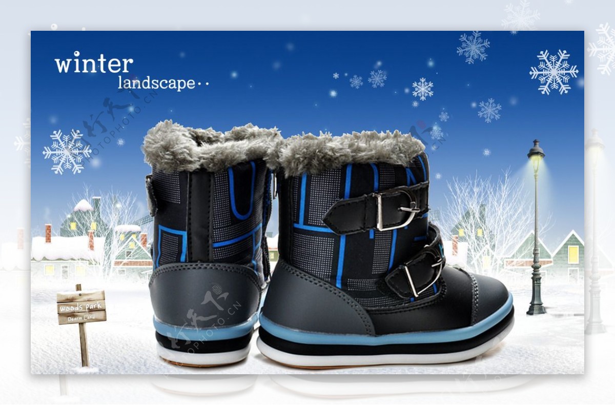 雪地保暖鞋秋冬海报图片