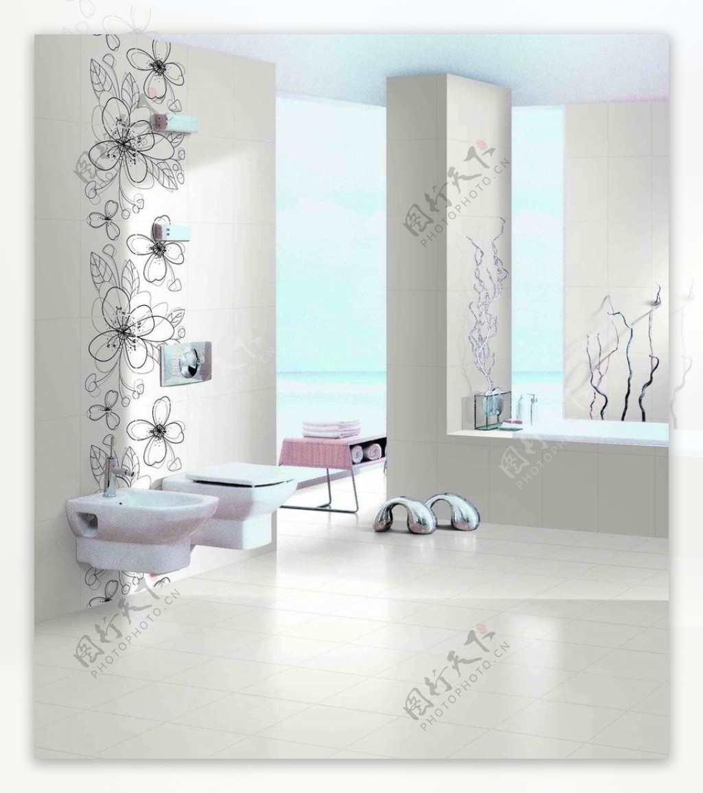 卫生间瓷砖铺贴光影分层PSD图片